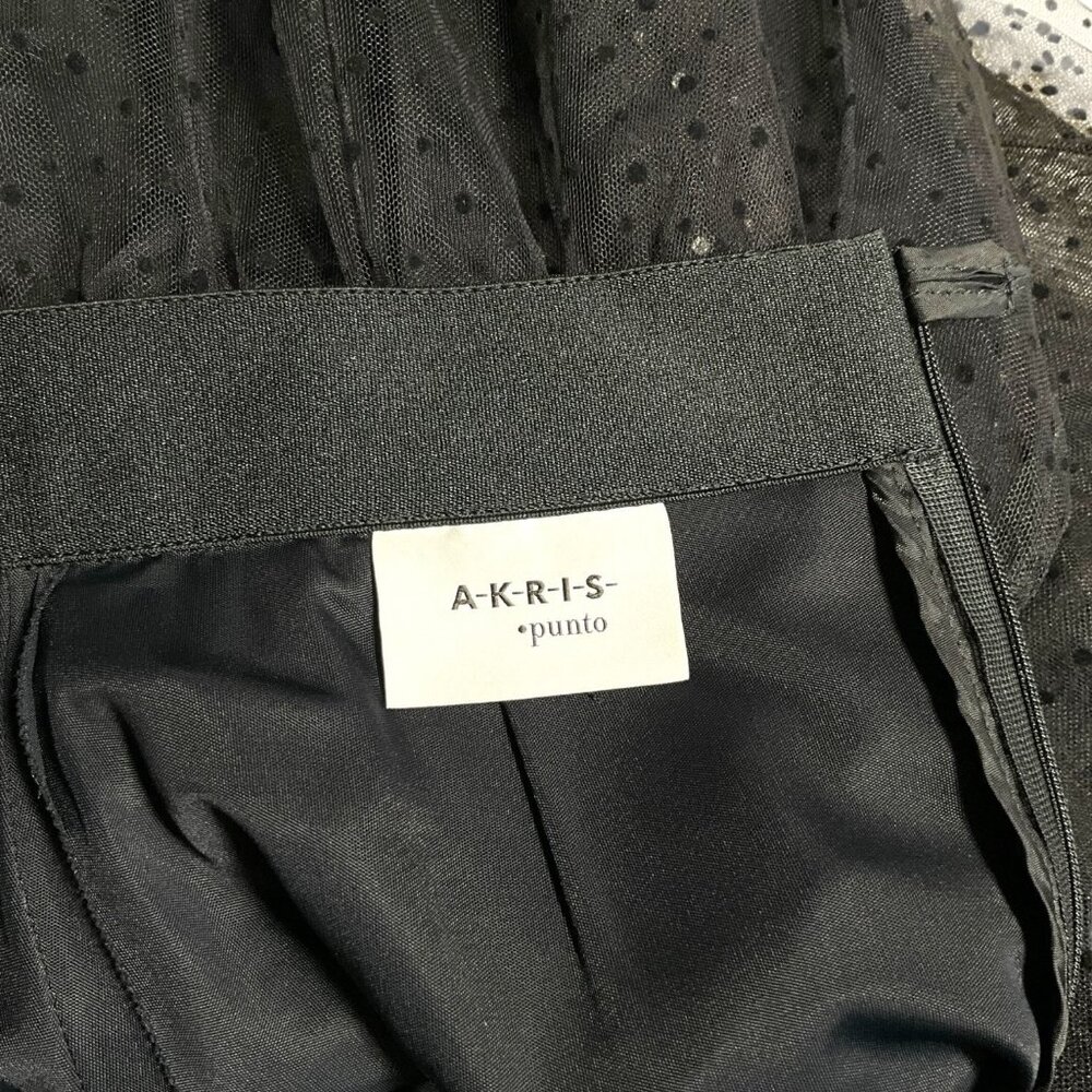 Akris Punto Tulle Maxi Skirt Black Size 2 Lined Polka Dot Sheer - Picture 8 of 11